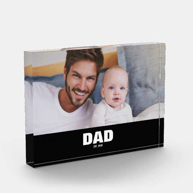 Custom Dad Established Modern Photo Block (Left)