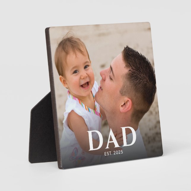 Custom Dad Established Modern Photo Plaque (Front)