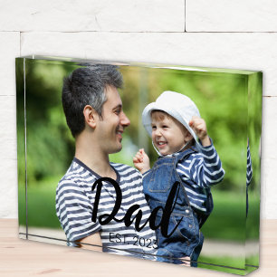 Custom Dad Established Modern Script Photo Block
