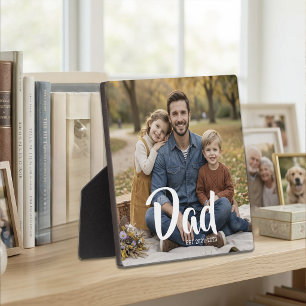 Custom Dad Established Modern Script Photo Plaque