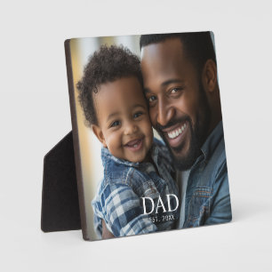 Custom Dad Established Modern Simple Photo Plaque