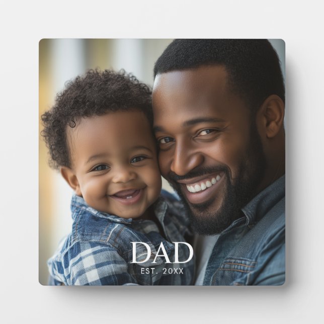 Custom Dad Established Modern Simple Photo  Plaque (Front)