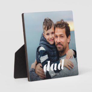 Custom Dad Established Modern Typography Photo Plaque