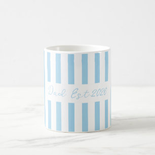 custom dad mug, blue striped baby announcement mug