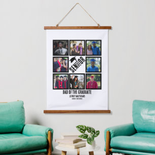 Custom Dad of the Senior graduate 8 Photo Collage Hanging Tapestry