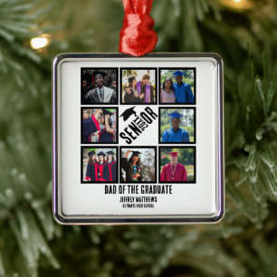 Custom Dad of the Senior graduate 8 Photo Collage Metal Tree Decoration