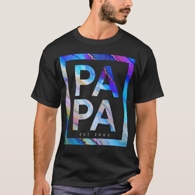Custom Dad Papa Father Colorful Watercolor T-Shirt (Front)