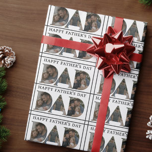 Custom Dad Photo Collage Happy Father's Day Wrapping Paper