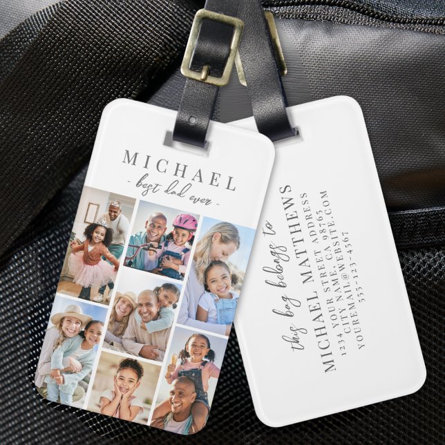 Custom Dad Photo Collage Name Luggage Tag (Custom Dad Photo Collage Name Luggage Tag)