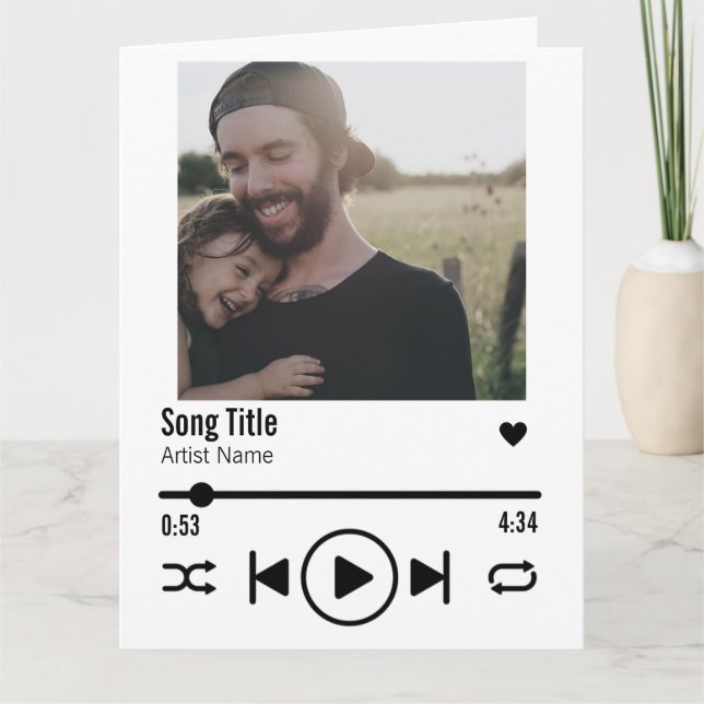 Custom Dad Photo Song Playlist Greeting Card (Front)