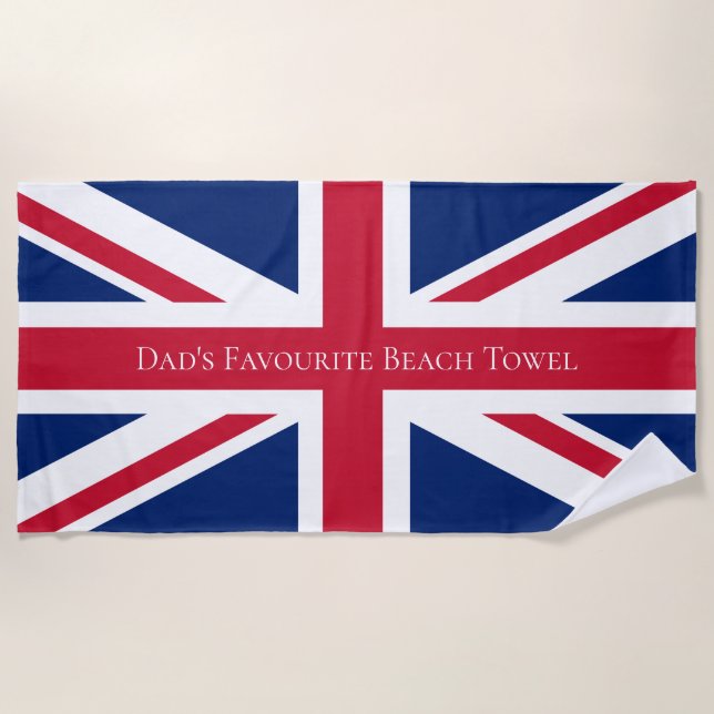 Custom Dad Union Jack British Flag Beach Towel (Front)
