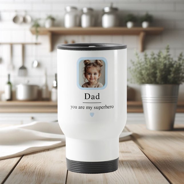 Custom Dad with 1 Kid Photo | You Are My Superhero Travel Mug (Creator Uploaded)