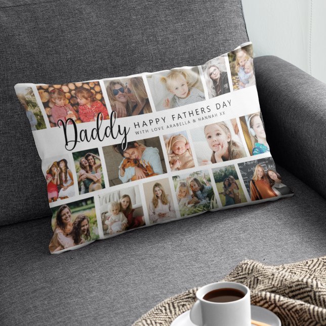 Custom Daddy 18 Photo Collage Lumbar Cushion (Creator Uploaded)