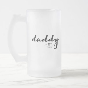 Custom Daddy Established Year Father's day Frosted Glass Beer Mug