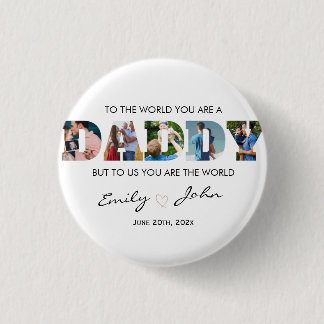  Custom Daddy Father's Day Photo Collage 3 Cm Round Badge