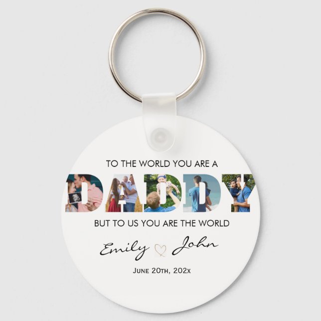 Custom Daddy Father's Day Photo Collage Key Ring (Front)