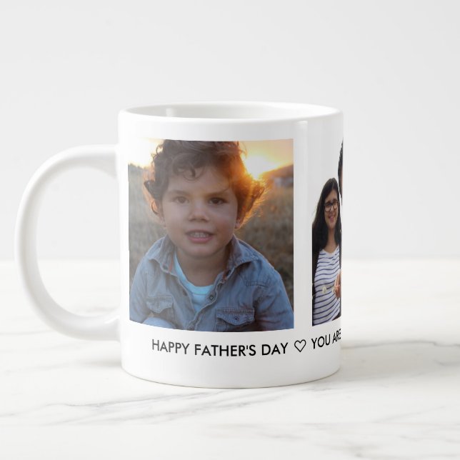 Custom Daddy Father's Day Photo Collage Large Coffee Mug (Left)