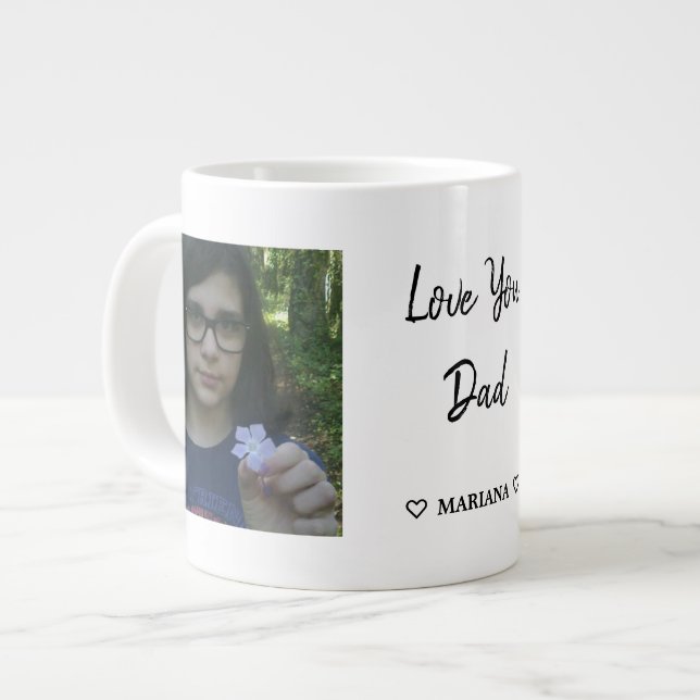 Custom Daddy Father's Day Photo Collage Large Coffee Mug (Front Left)