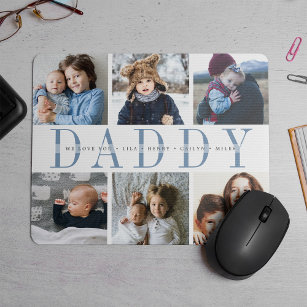 Custom Daddy Father's Day Photo Collage Mouse Mat