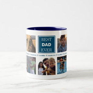 Custom Daddy Father's Day Photo Collage Two-Tone Coffee Mug