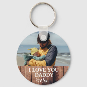 Custom Daddy Keychain, I Love You Daddy Photo Key Ring