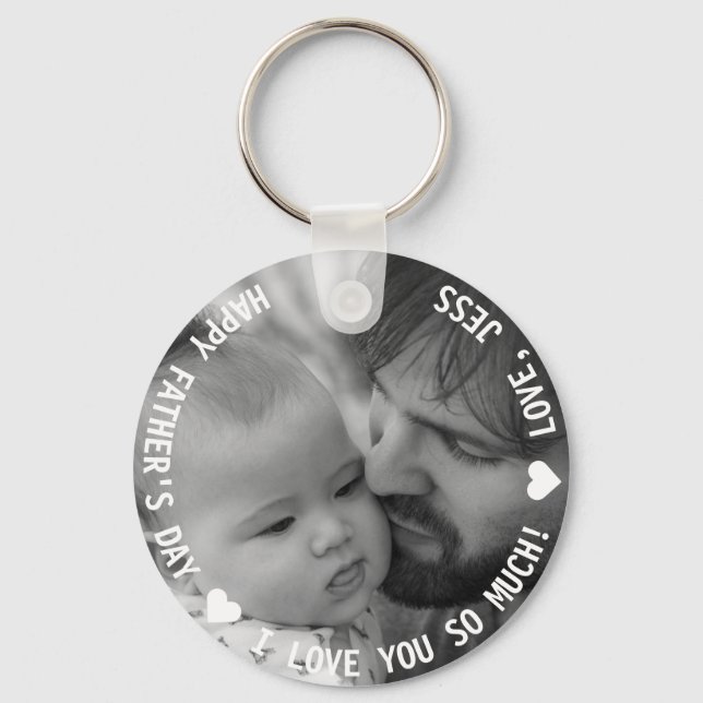 Custom Daddy Keychain, I Love You Daddy Photo Keyc Key Ring (Front)
