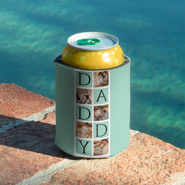 Custom Daddy Photo Collage Cooler – Modern 5-Photo (In Situ Pool)