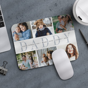 Custom Daddy Photo Collage & Kids Names Mouse Mat