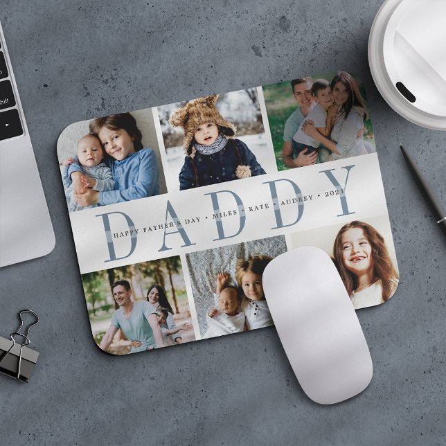 Custom Daddy Photo Collage & Kids Names Mouse Mat (Creator Uploaded)