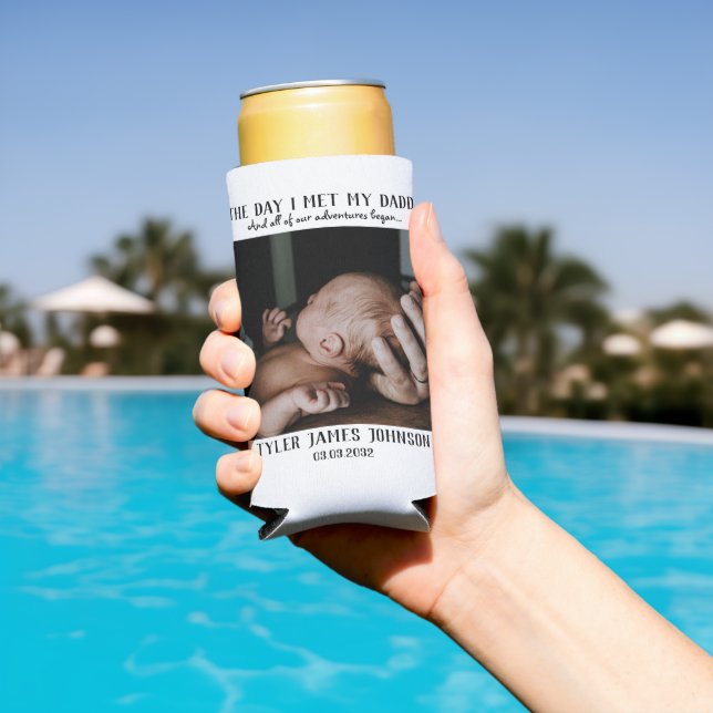 Custom Daddy Photo First Father's Day  Seltzer Can Cooler (In Situ Pool)