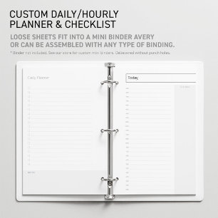 Custom Daily Undated Planner Mini Binder Sheets Stationery
