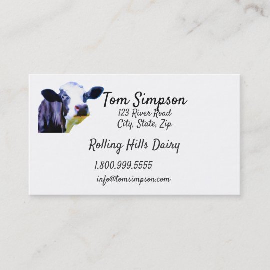Custom Dairy Farm Cow Milk Business Card Zazzle.co.uk