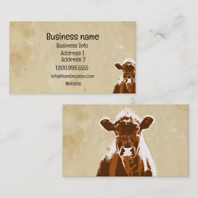 Custom Dairy Farm Cow or Organic Beef Business Card (Front/Back)