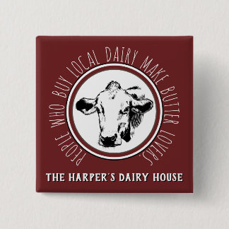 "Custom Dairy Farm Name Funny Milk Cow Advertising 15 Cm Square Badge