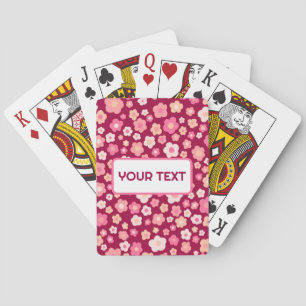 CUSTOM Daisies Retro Floral Pattern Pink Red Playing Cards