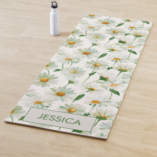 Custom Daisies Watercolor Floral Pattern Yoga Mat