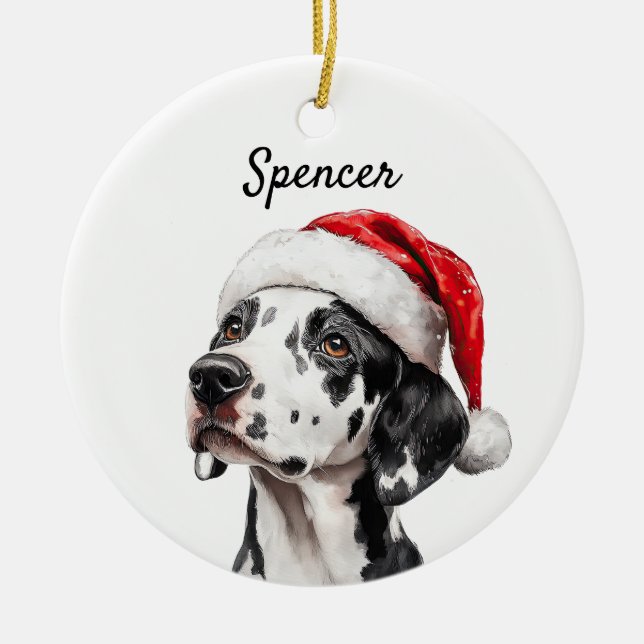 Custom Dalmatian Dog  Ceramic Tree Decoration (Front)