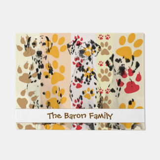 Custom Dalmatian dog with Paws Prints Doormat
