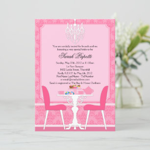 Custom Damask and Chandelier Bridal Tea Party Invitation