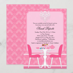 Custom Damask and Chandelier Bridal Tea Party Invitation