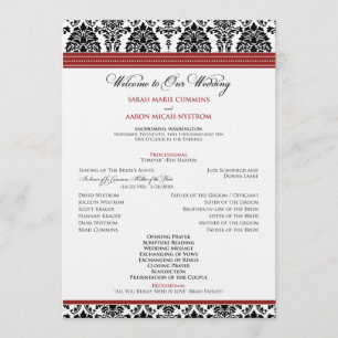:custom: Damask black/red Wedding Program Programme