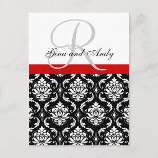 Custom Damask Wedding Ceremony Postcard