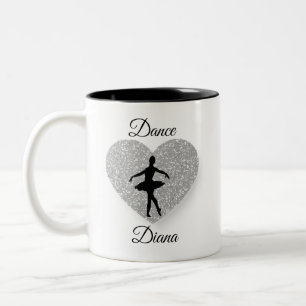 custom Dance ,Dance Sparkle Heart Sparkling sliver Two-Tone Coffee Mug