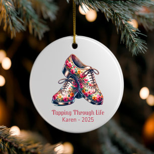 Custom Dance Ornaments, Personalized Tap Shoes Gif Ceramic Tree Decoration