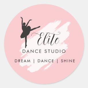 Custom Dance Studio Logo Personalised Pink Ballet Classic Round Sticker