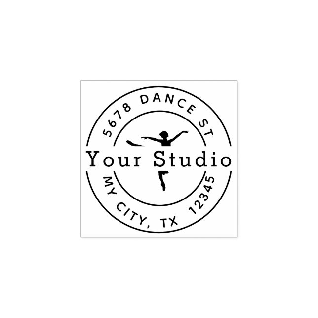 Custom Dance Studio Round Return Address Rubber Stamp (Imprint)