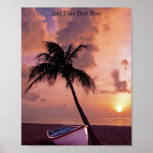 Custom Dark Beach Sunset Poster