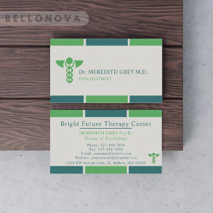 Custom Dark Blue Green Grey Doctors & Nurses Business Card