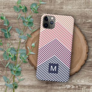 Custom Dark Blue Magenta Red Orange Stripe Pattern iPhone 12 Case