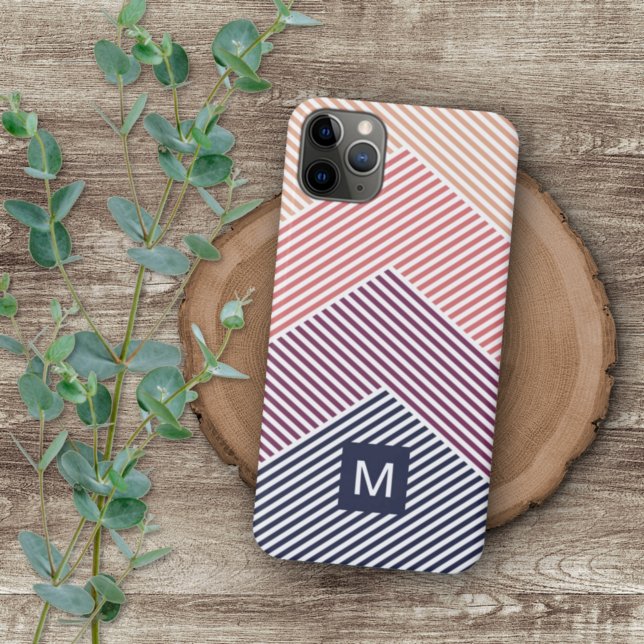 Custom Dark Blue Magenta Red Orange Stripe Pattern iPhone Case (Creator Uploaded)